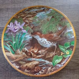 Decorative Plate with Bird and Floral Design